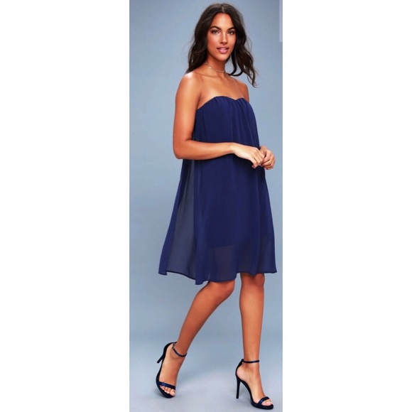 Lulu’s Allure Of It All Navy Strapless Dress - Picture 3 of 7